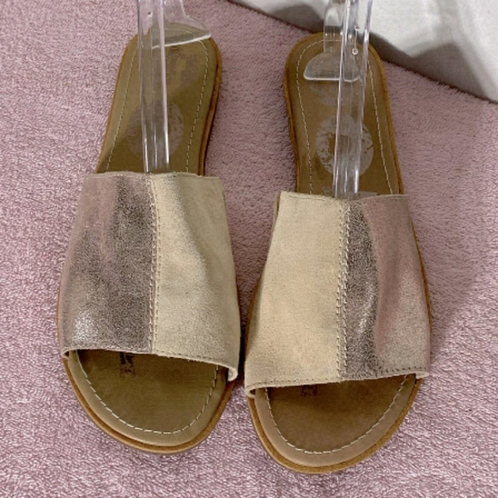 Sorel Ella  Rose Gold Champagne Suede Slip On Sandals Slides 10